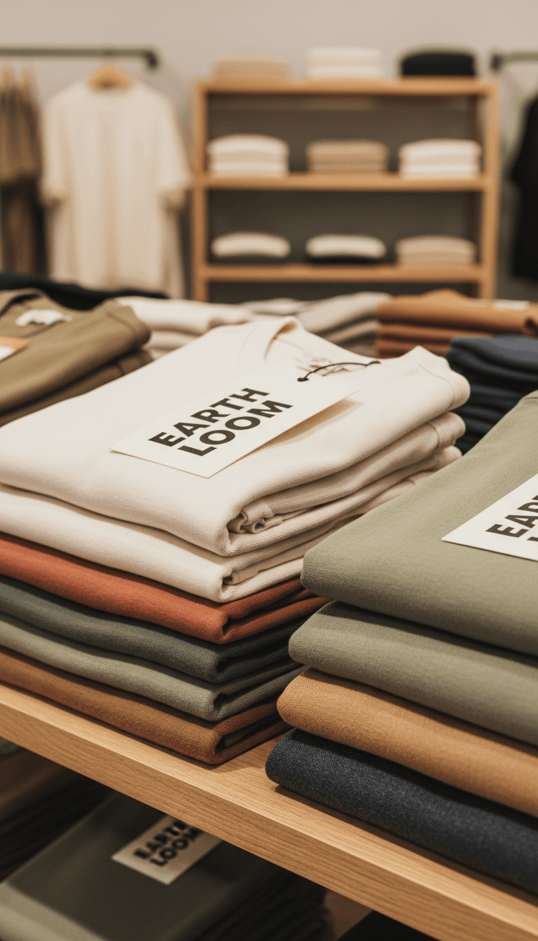 Neatly folded casual wear in natural colors